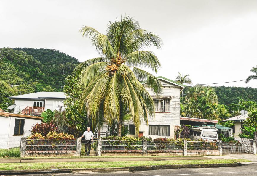 Ron Crew outside his home